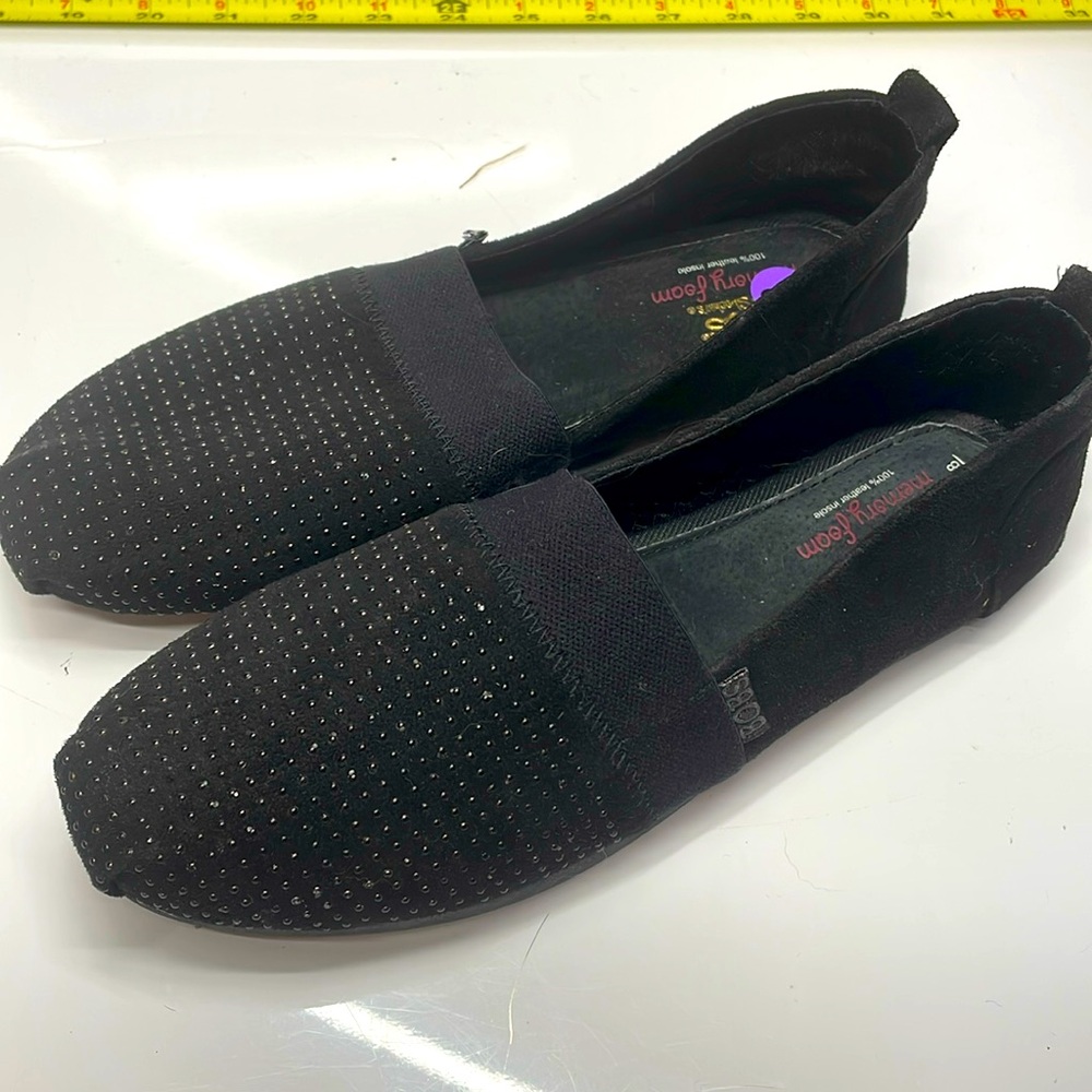 Skechers black sparkly bling slip-on flat women’s 8